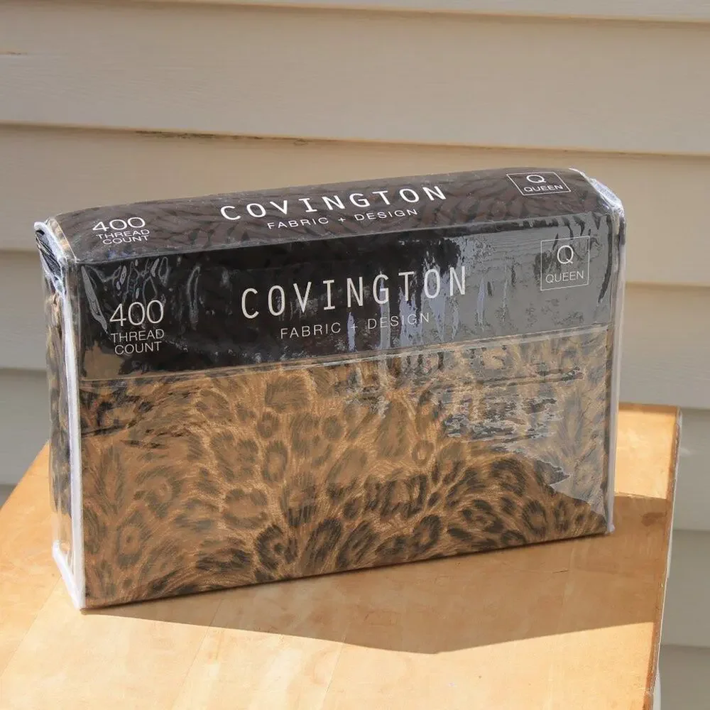 Covington Animal Leopard Print 4 Pc Queen Sheet Set Cotton Blend 400 Thread Ct